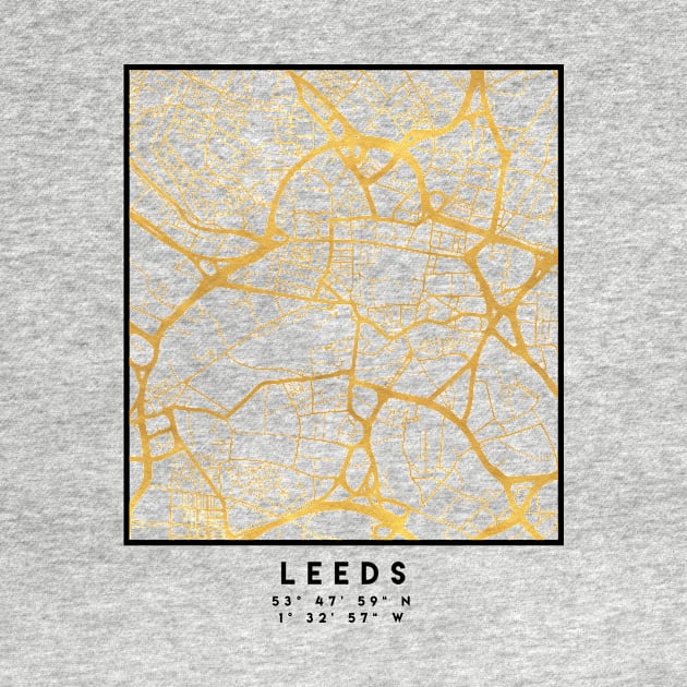 LEEDS ENGLAND CITY STREET MAP ART by deificusArt